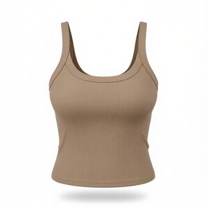 Ribbed Knit Tank Bodysuit Sleeveless Scoop Neck‎ Stretch Casual Top